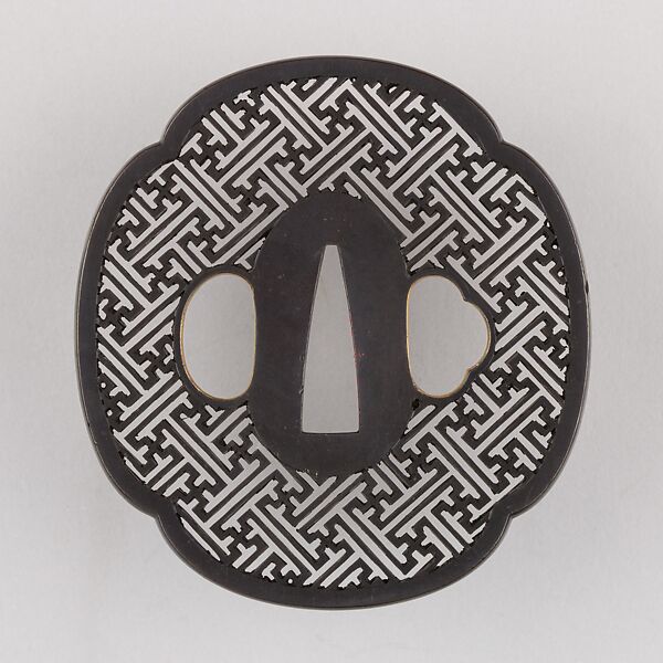 Sword Guard (Tsuba), Copper-gold alloy (shakudō), copper, Japanese 