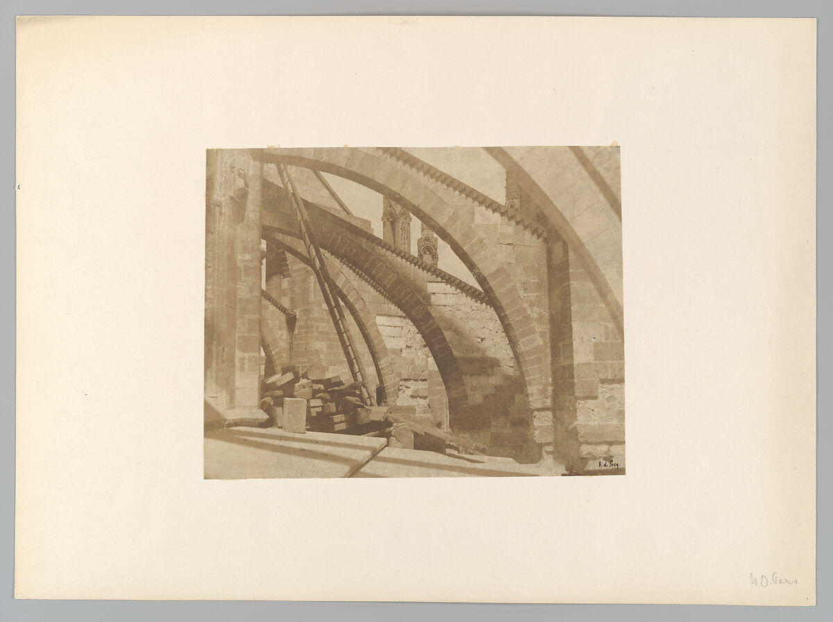 Paris, cathédrale Notre-Dame, les arcs-boutants, Henri-Jean-Louis Le Secq (French, Paris 1818–1882 Paris), Salted paper print from paper negative