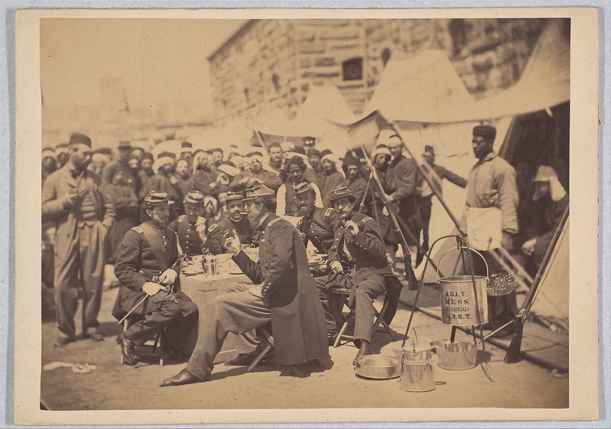 Duryea Zouaves, Fort Schuyler Adjuant Mess, Stacy (American, active 1860s), Albumen silver print from glass negative 