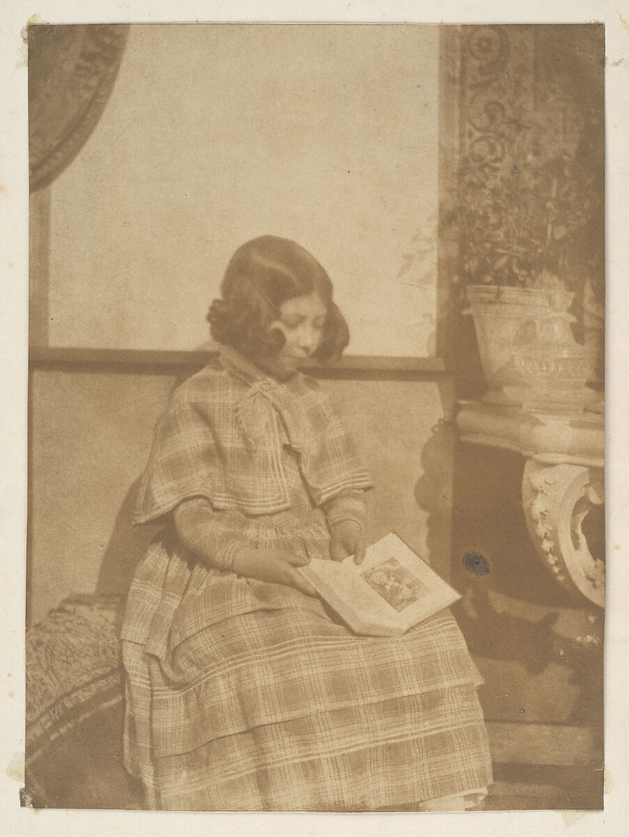 Portrait of His Daughter Reading, Louis-Désiré Blanquart-Évrard (French, 1802–1872), Salted paper print from paper negative 