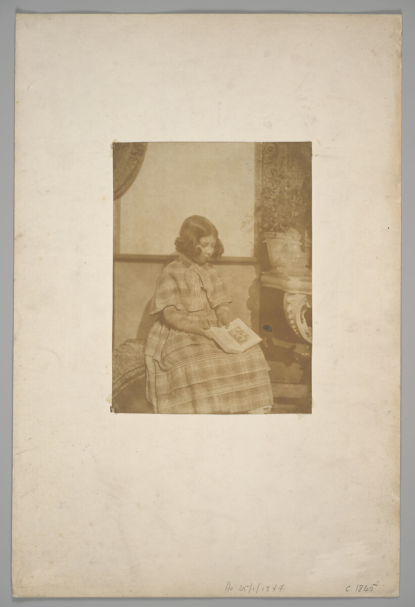 Portrait of His Daughter Reading, Louis-Désiré Blanquart-Évrard (French, 1802–1872), Salted paper print from paper negative