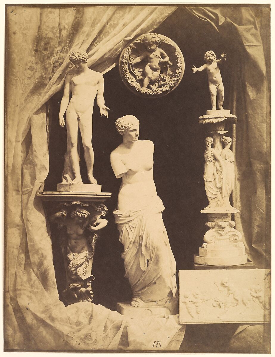 [Still Life with Statuary], Hippolyte Bayard (French, 1801–1887), Albumen silver print from glass negative 