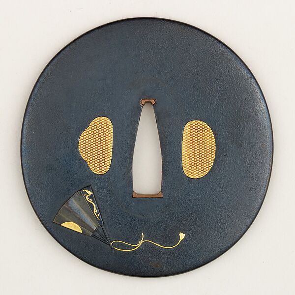 Sword Guard (Tsuba), Copper-gold alloy (shakudō), gold, Japanese 