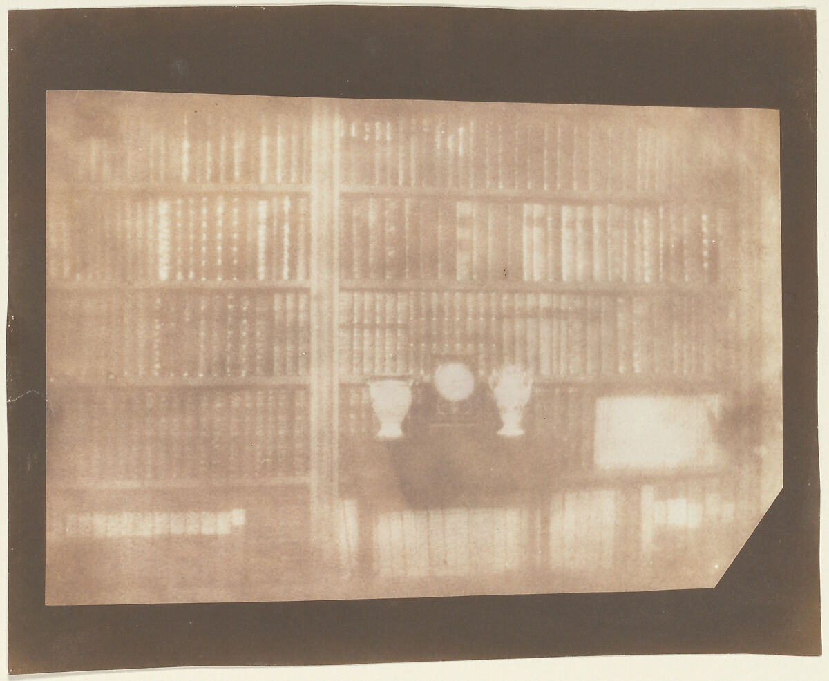 [Bookcase at Lacock Abbey], William Henry Fox Talbot (British, Dorset 1800–1877 Lacock), Salted paper print from paper negative 