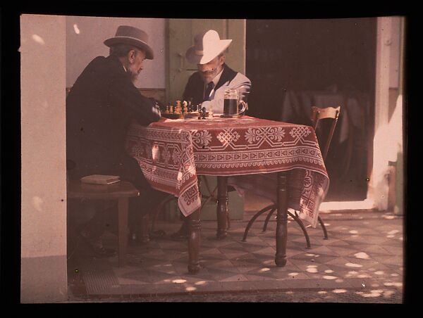 [Two Men Playing Chess], Alfred Stieglitz (American, Hoboken, New Jersey 1864–1946 New York), Autochrome