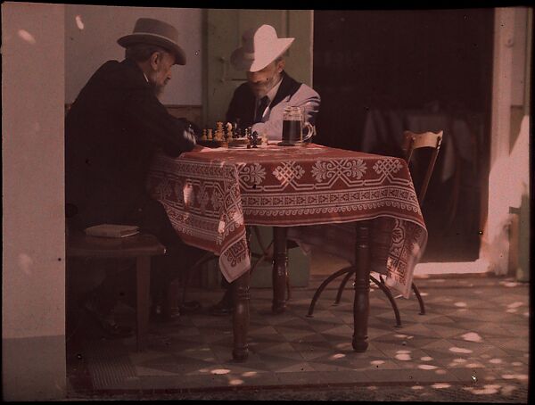 [Two Men Playing Chess], Alfred Stieglitz (American, Hoboken, New Jersey 1864–1946 New York), Autochrome 