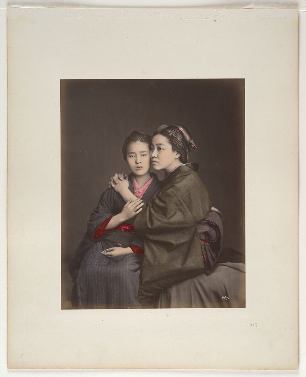 Two Women, Raimund von Stillfried (Austrian, 1839–1911), Albumen silver print with applied color 