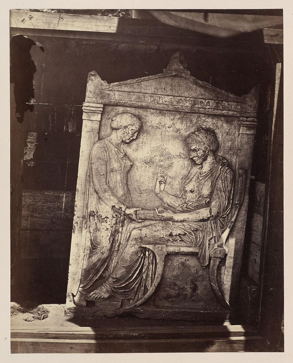 Stele from the Kerameikos Cemetery, Athens, William James Stillman (American, Schenectady, New York 1828–1901 Surrey), Albumen silver print from glass negative 