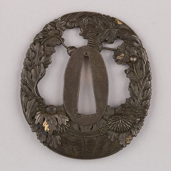 Sword Guard (Tsuba), Copper-silver alloy (shibuichi), copper, Japanese