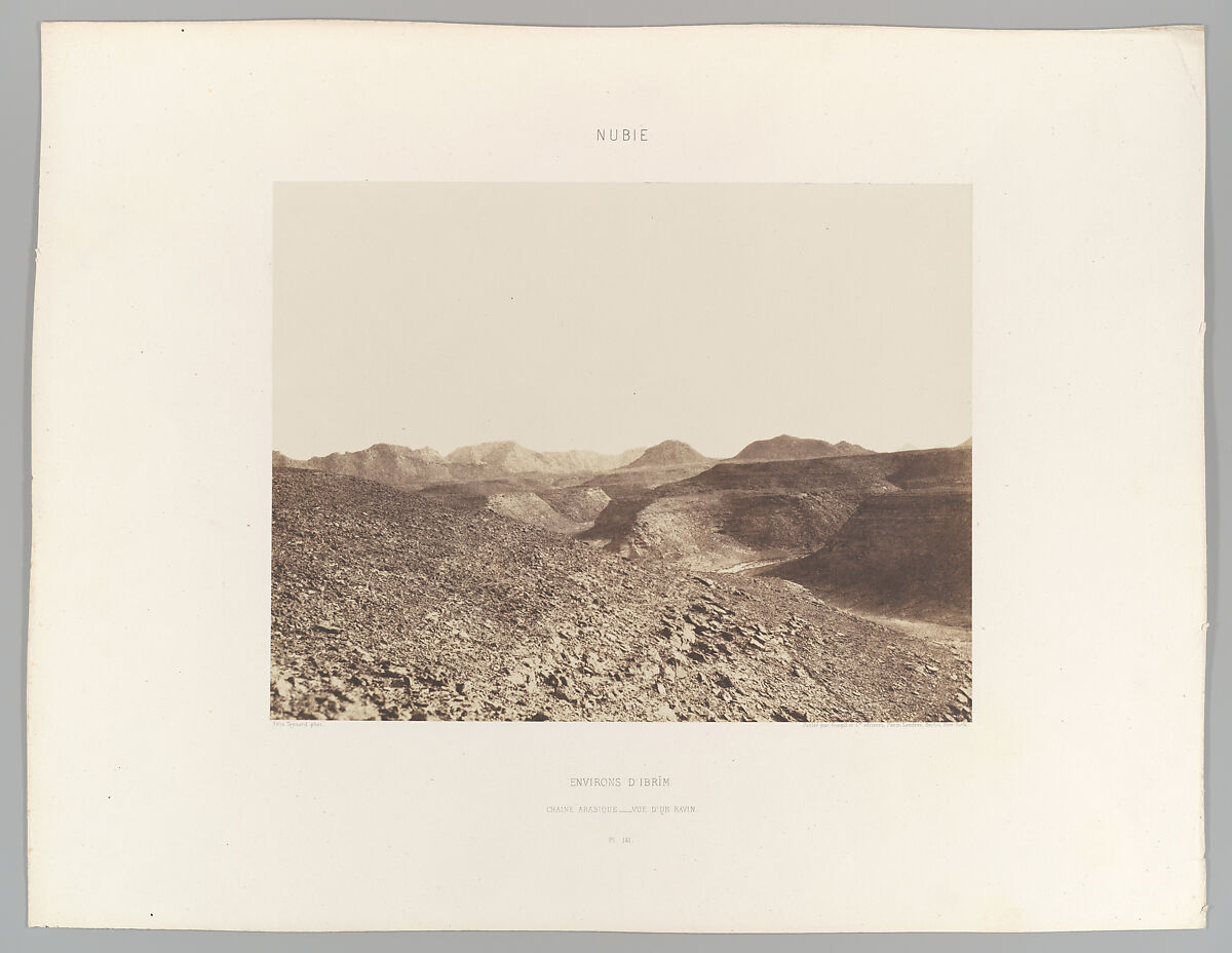 Nubie, Environs d'Ibrîm, Chaine Arabique - Vue d'un Ravin, Félix Teynard (French, 1817–1892), Salted paper print from paper negative