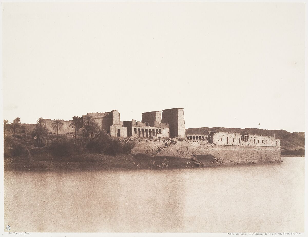 Ile de Fîleh (Philæ), Vu Générale Prise du Nord-Ouest au Point A, Félix Teynard (French, 1817–1892), Salted paper print from paper negative 