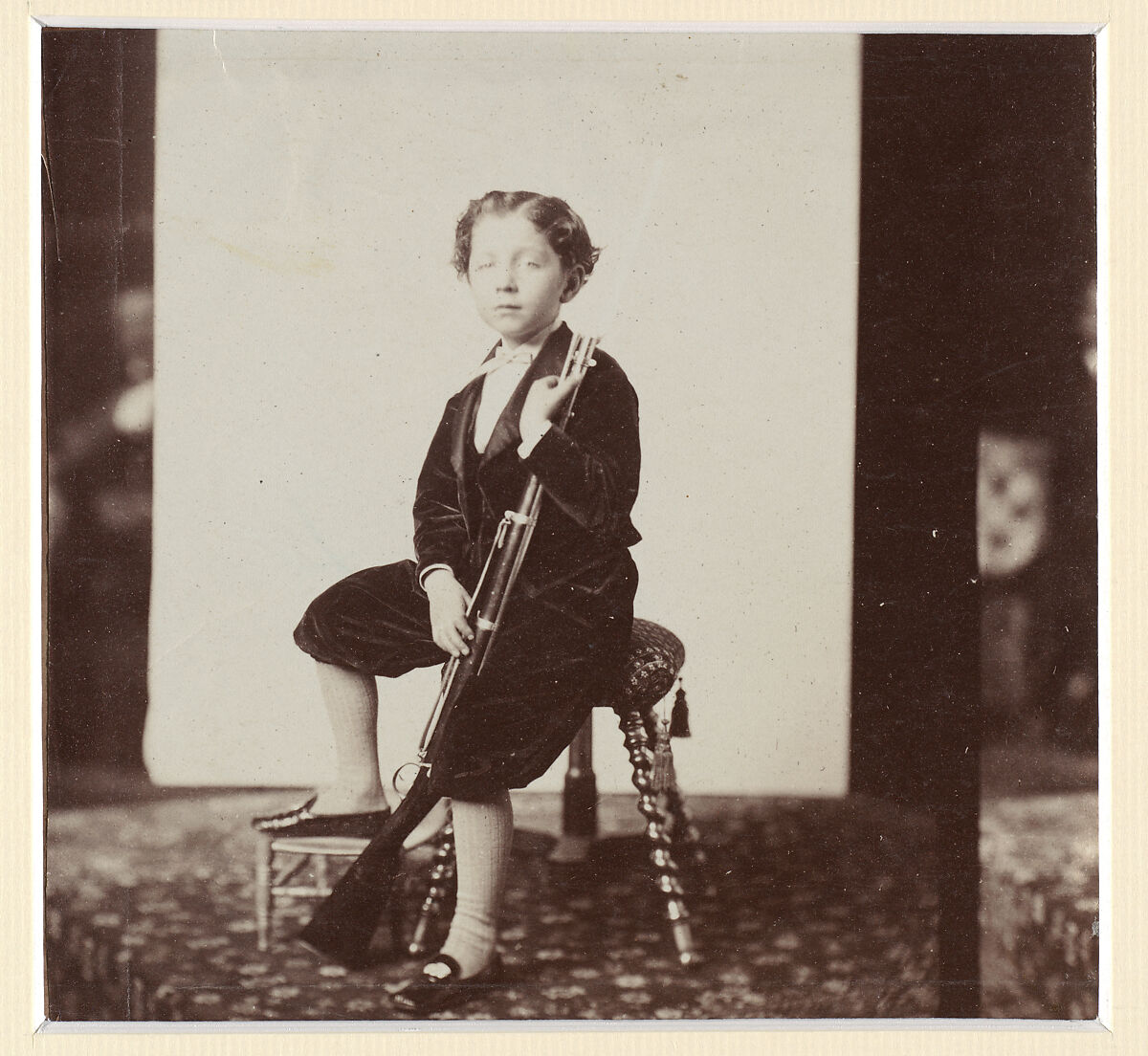 [Imperial Prince with Gun], André-Adolphe-Eugène Disdéri (French, Paris 1819–1889 Paris), Albumen silver print from glass negative 