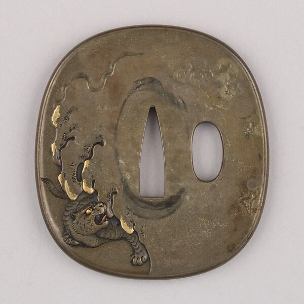 Sword Guard (Tsuba), Copper-silver alloy (shibuichi), gold, copper, Japanese