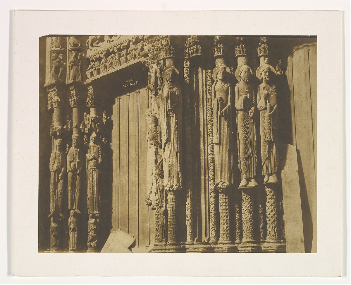 Chartres Cathedral, Pierre Emile Joseph Pécarrère (French, 1816–1904), Salted paper print from paper negative 