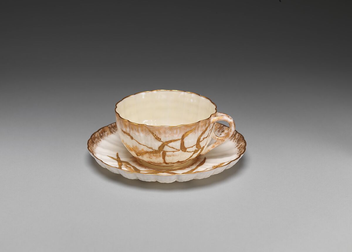 Cup and Saucer, Ott and Brewer (American, Trenton, New Jersey, 1871–1893), Porcelain, American 