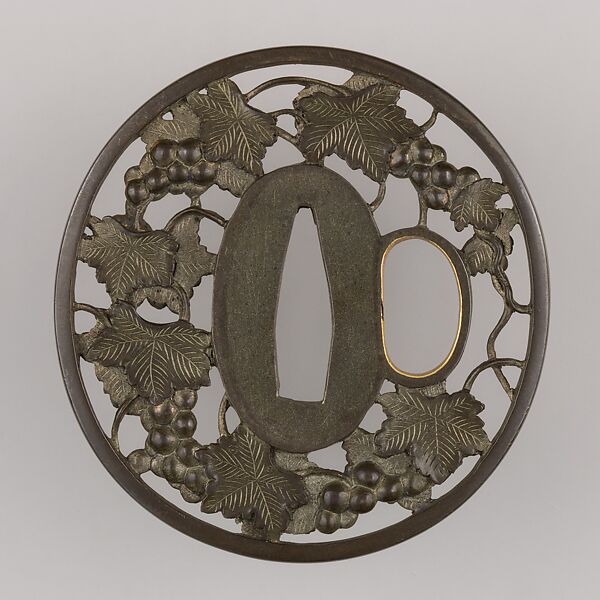 Sword Guard (Tsuba), Copper-silver alloy (shibuichi), copper, Japanese