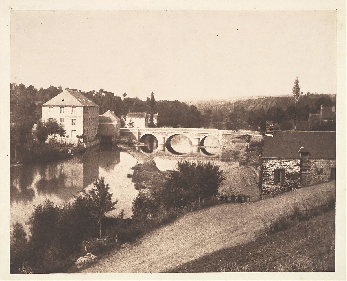 [Pont d'Ouilly on the Orne River, Normandy], Louis-Adolphe Humbert de Molard (French, Paris 1800–1874), Salted paper print from paper negative 