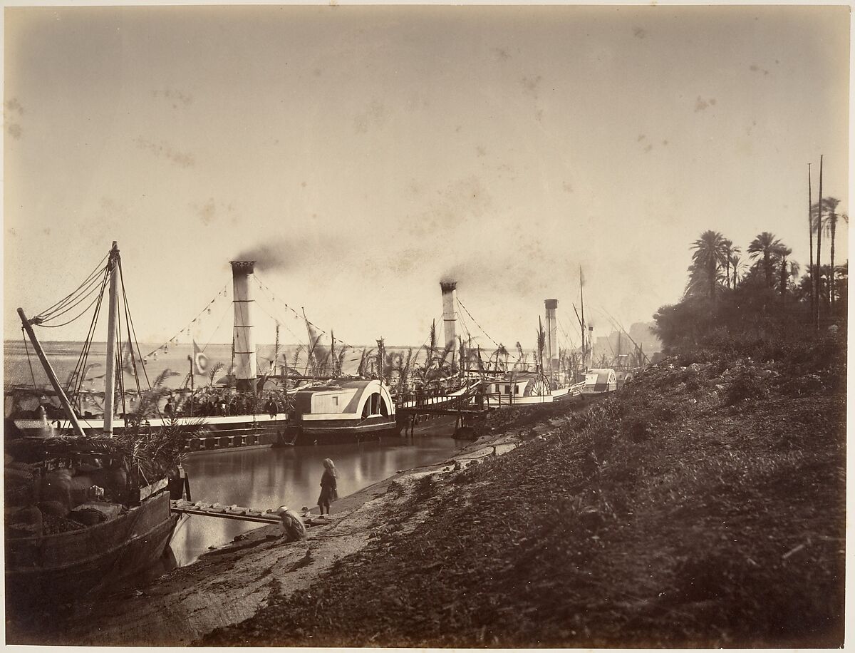 Fête de S. A. Ismaïl Pacha à bord des bateaux de LL. A A. les princes, janvier 1867, Gustave Le Gray (French, 1820–1884), Albumen silver print from paper negative 