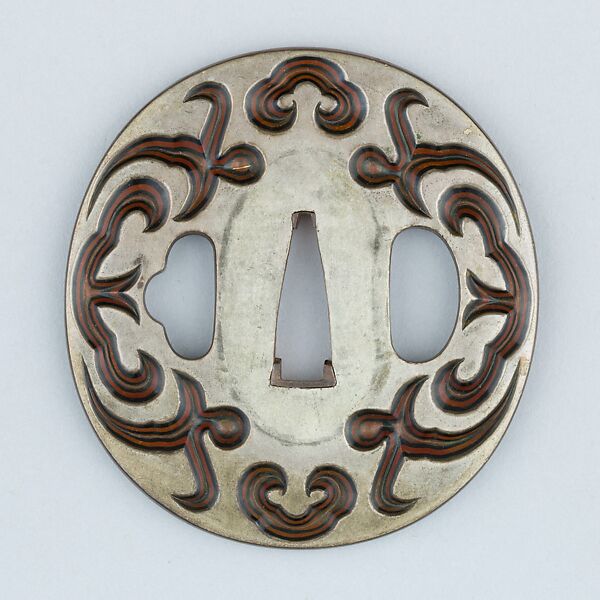 Sword Guard (Tsuba), Silver, copper-gold alloy (shakudō), copper, Japanese