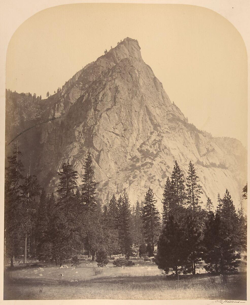 Three Brothers, Front View,  4480 Feet, Carleton E. Watkins (American, 1829–1916), Albumen silver print from glass negative 