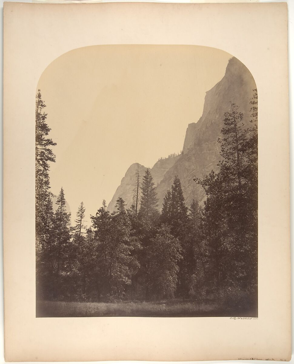 Outline View of the Half Dome, 4967 Feet, Carleton E. Watkins (American, 1829–1916), Albumen silver print from glass negative 