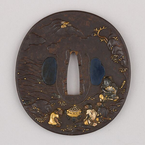 Sword Guard (Tsuba), Possibly silver, gold, copper-gold alloy (shakudō), copper, Japanese 