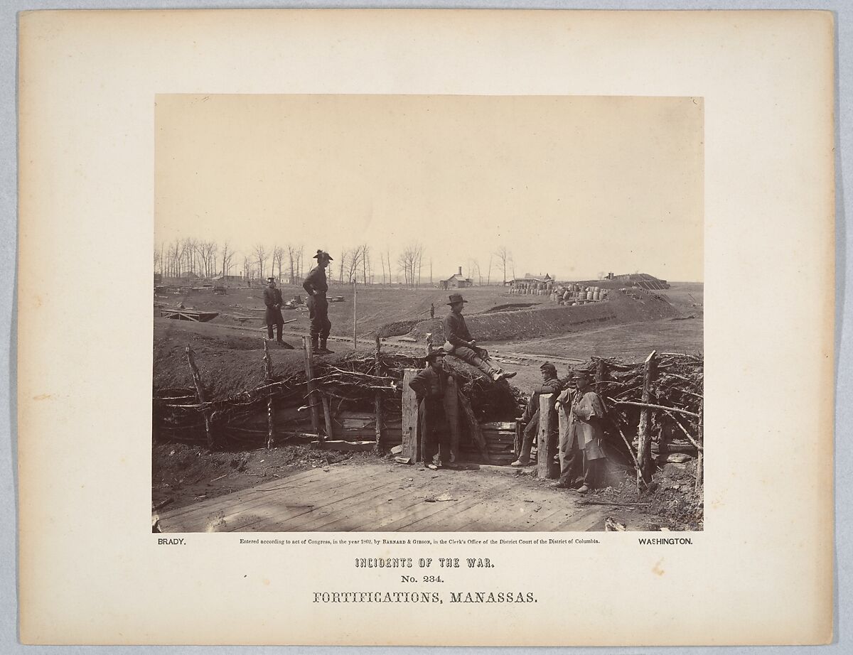 Fortifications, Manassas, Barnard &amp; Gibson (American, active 1860s), Albumen silver print from glass negative 