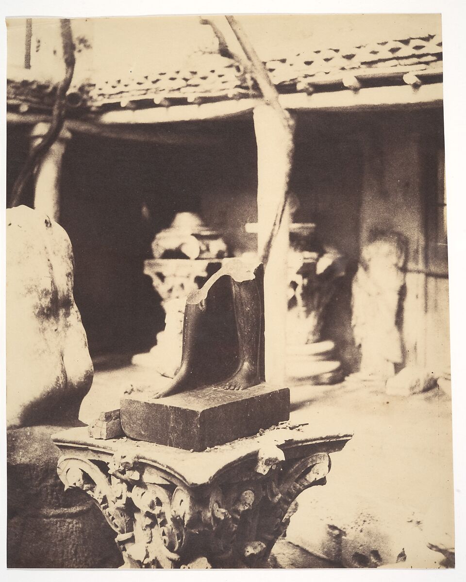 [Fragment of an Egyptian Statue in the Museum at Cherchell, Algeria], John Beasley Greene (American, born France, Le Havre 1832–1856 Cairo, Egypt), Salted paper print from paper negative 