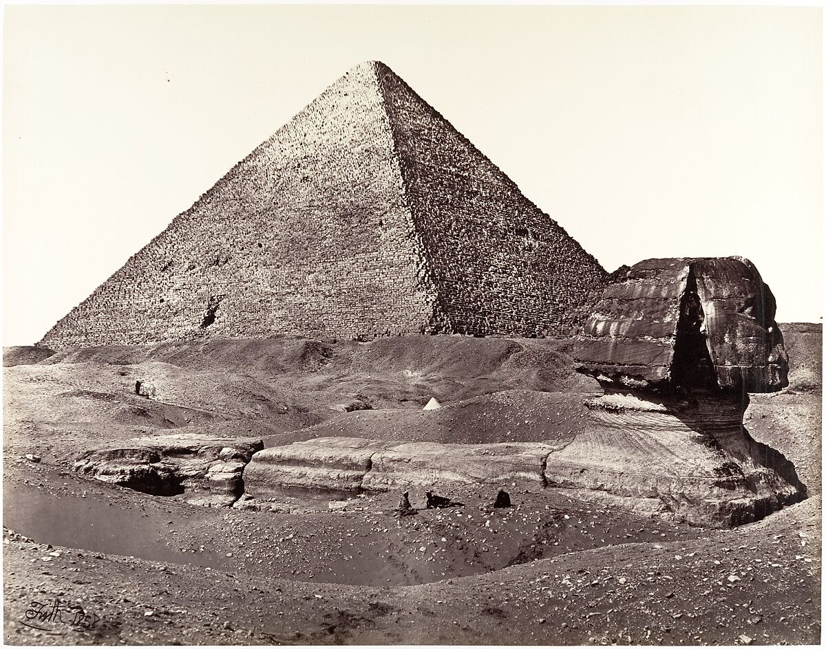The Great Pyramid and The Great Sphinx, Francis Frith (British, Chesterfield, Derbyshire 1822–1898 Cannes, France), Albumen silver print from glass negative 