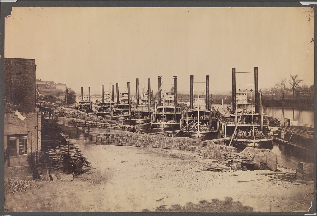 [Supply Steamers at Nashville, Tennessee], Rodney Poole (American, 1837–1921), Albumen silver print from glass negative 