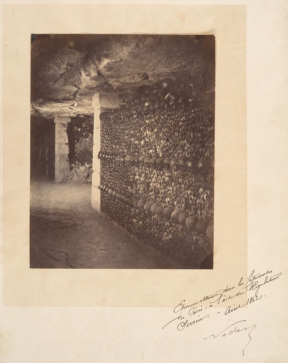 Catacombs, Paris, Nadar (French, Paris 1820–1910 Paris), Albumen silver print from glass negative 