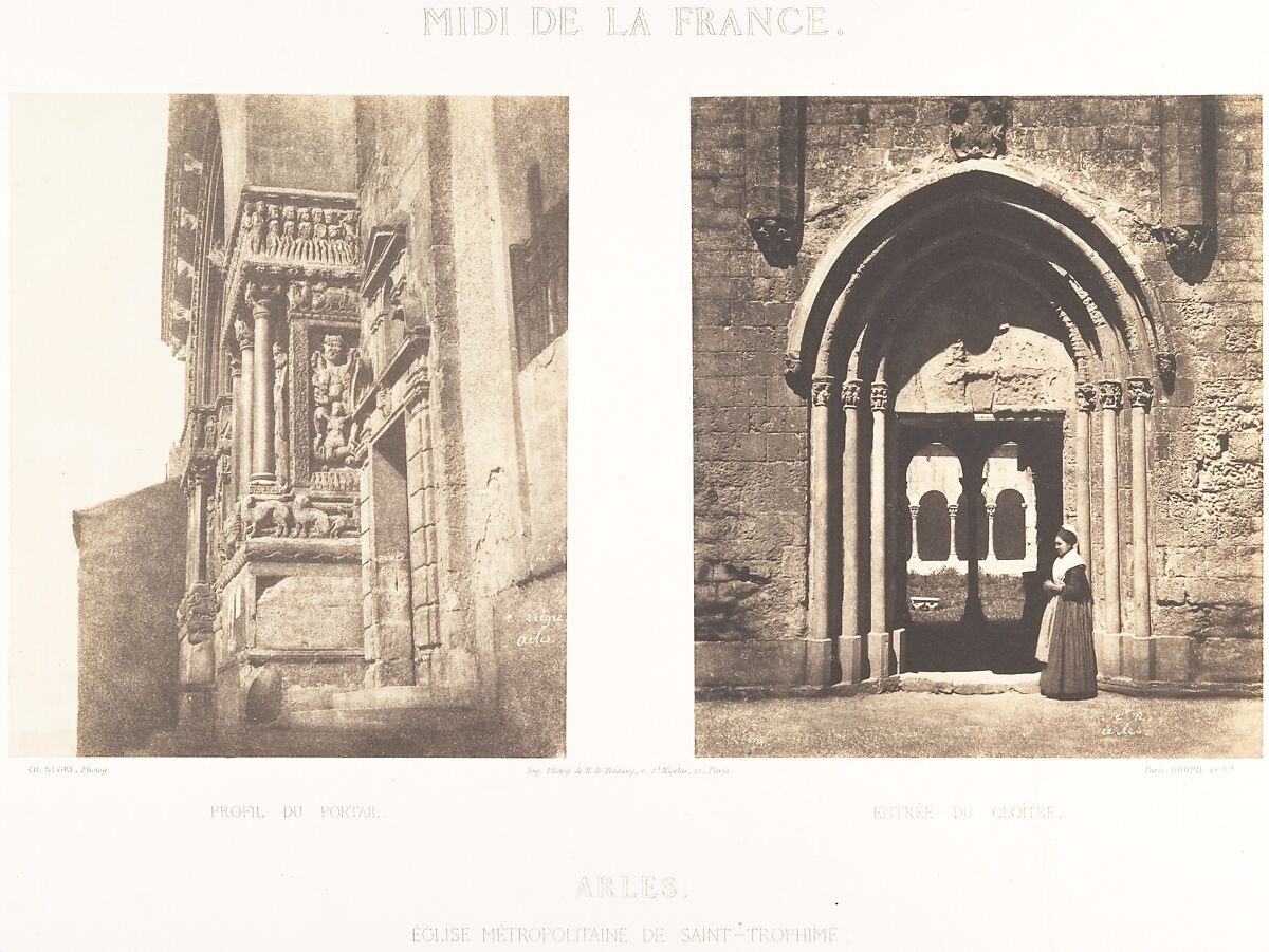 Profil du Portail; Entrée Du Cloitre, Arles, Eglise Metropolitaine de Saint-Trophime, Charles Nègre (French, 1820–1880), Salted paper prints from paper negatives 