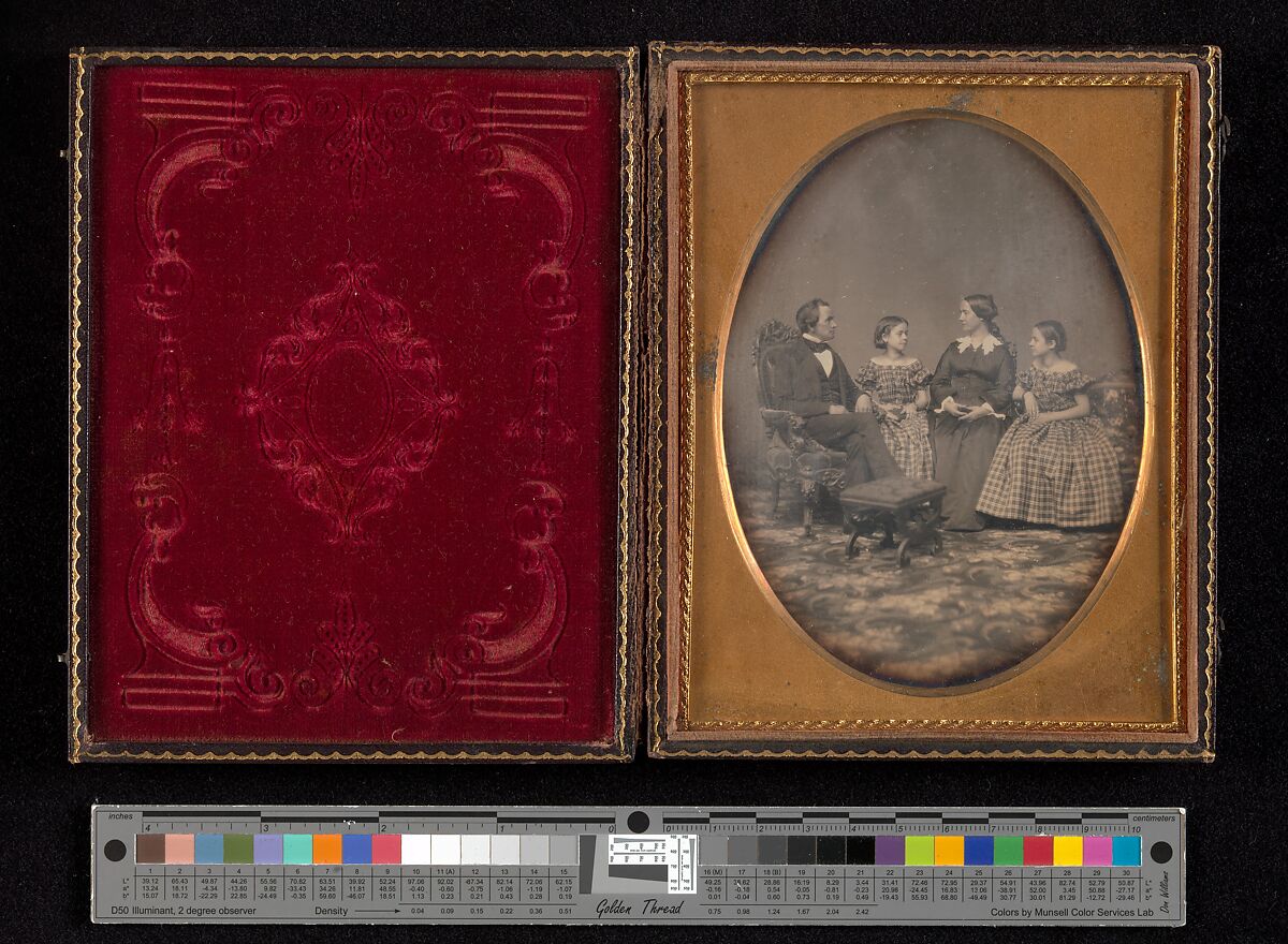 [Self-Portrait with Wife and Two Daughters], John Adams Whipple (American, Cambridge, Massachusetts 1822–1891 Grafton, Massachusetts), Daguerreotype
