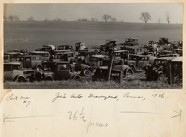 Joe's Auto Graveyard, Pennsylvania, Walker Evans (American, St. Louis, Missouri 1903–1975 New Haven, Connecticut), Gelatin silver print 