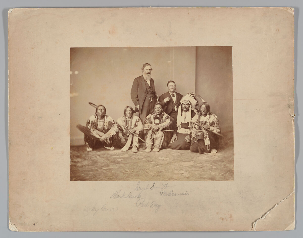 General J. E. Smith and Indians, Mathew B. Brady (American, born Ireland, 1823?–1896 New York), Albumen silver print from glass negative 