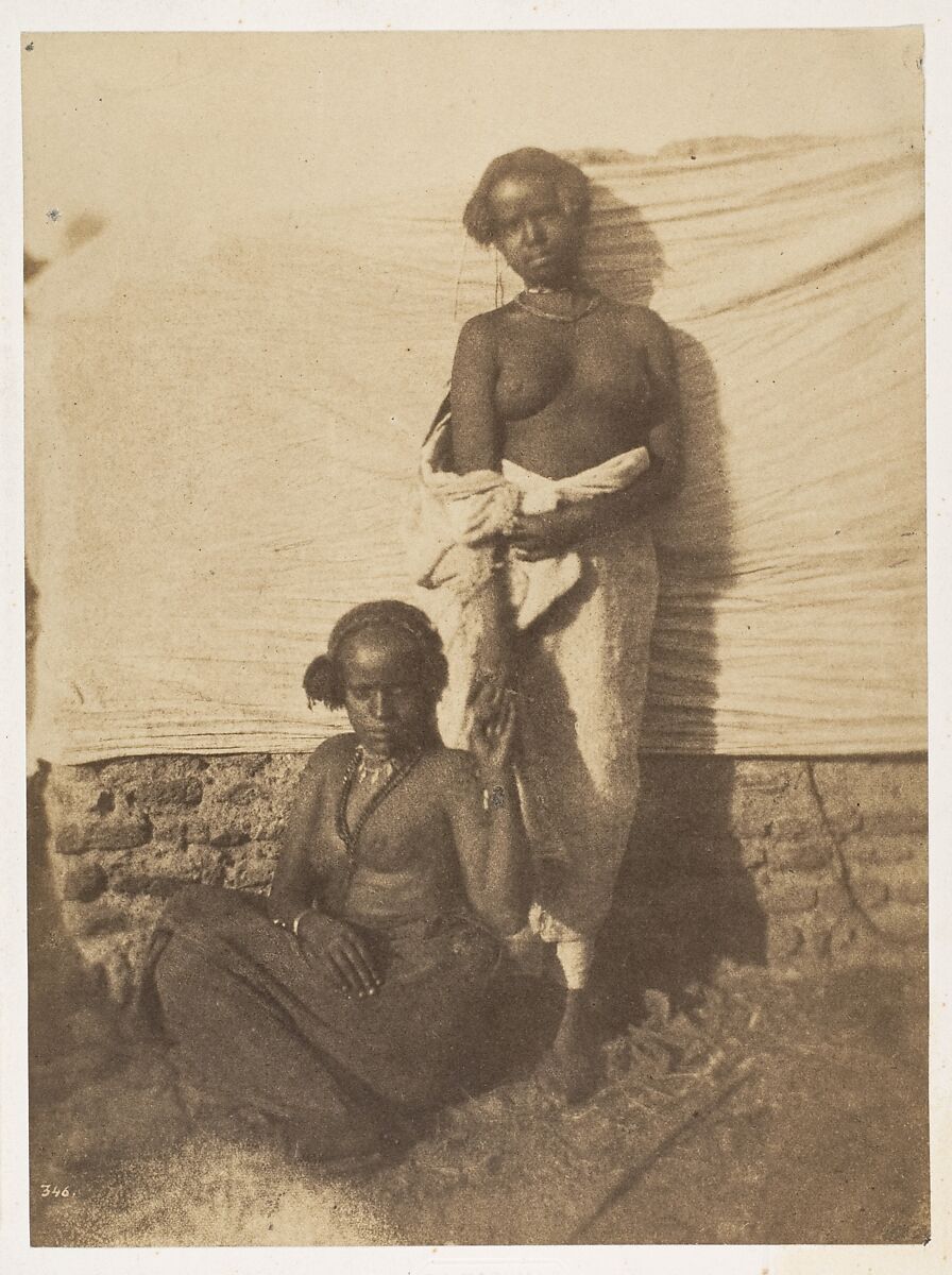 [Two Women], Ernest Benecke (German (born England), 1817–1894), Salted paper print from paper negative 