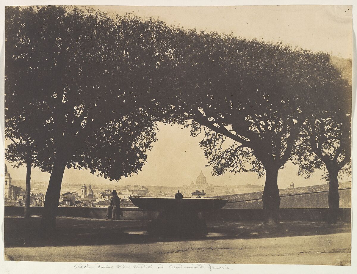 View from the French Academy at the Villa Medici, Giacomo Caneva (Italian, 1812–1865), Salted paper print from paper negative 
