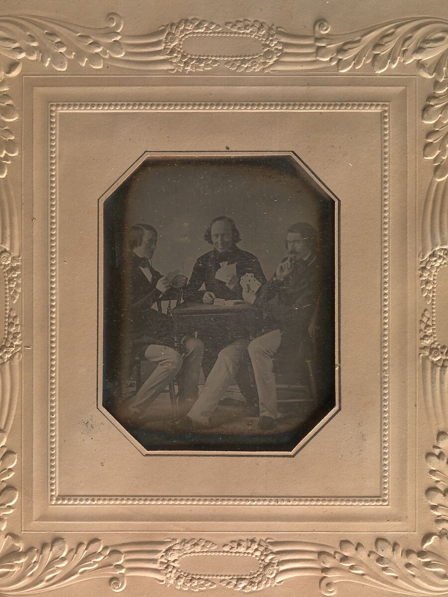 Three Men Playing Cards, W. &amp; F. Langenheim (American, active 1843–1874), Daguerreotype 