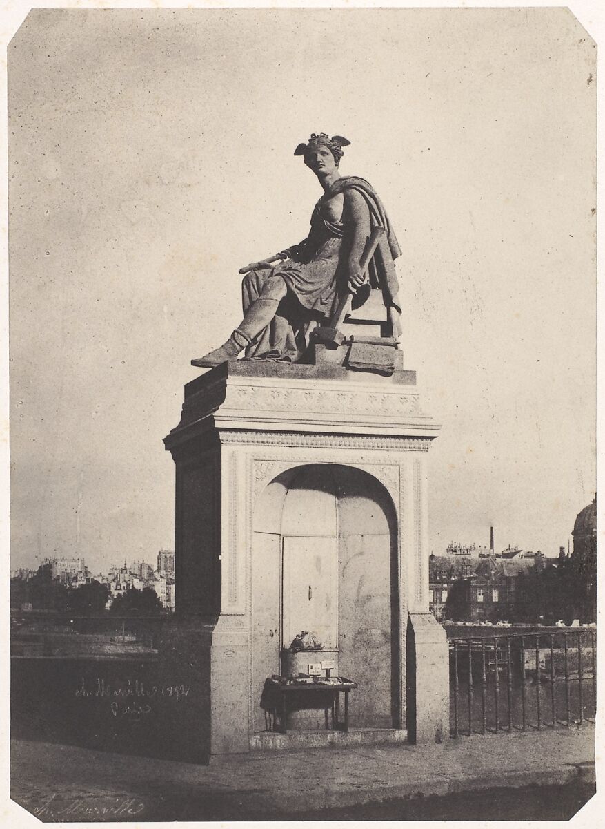 ["Industry" by Louis Petitot, Pont du Carrousel, Paris], Charles Marville (French, Paris 1813–1879 Paris), Salted paper print from paper negative 
