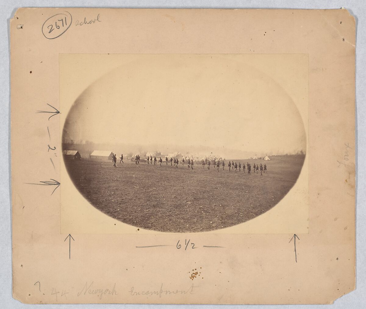 [Bayonet Drill], Egbert Guy Fowx (American, born 1821), Salted paper print from glass negative 