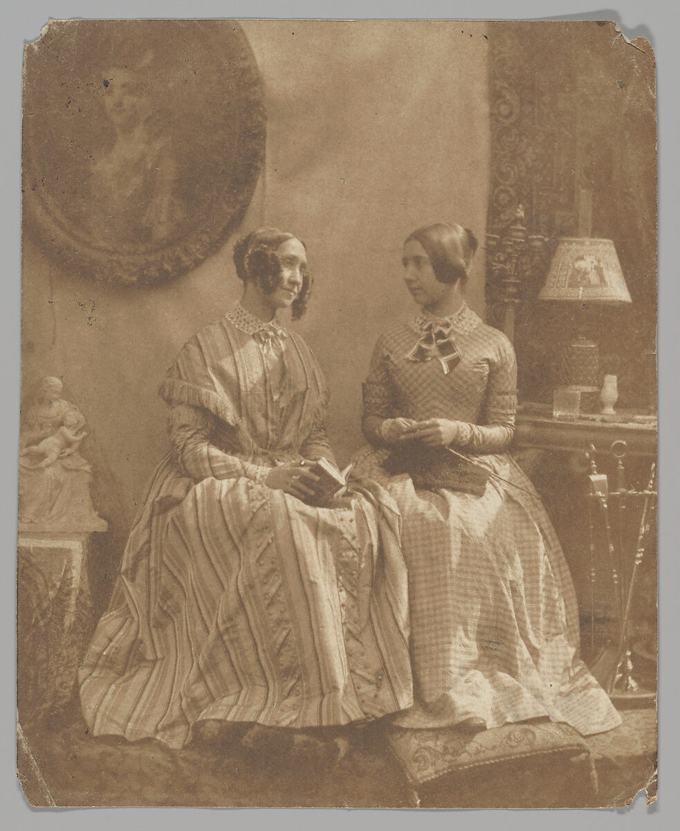 [The Artist's Wife and Daughter], Louis-Désiré Blanquart-Évrard (French, 1802–1872), Salted paper print from paper negative 