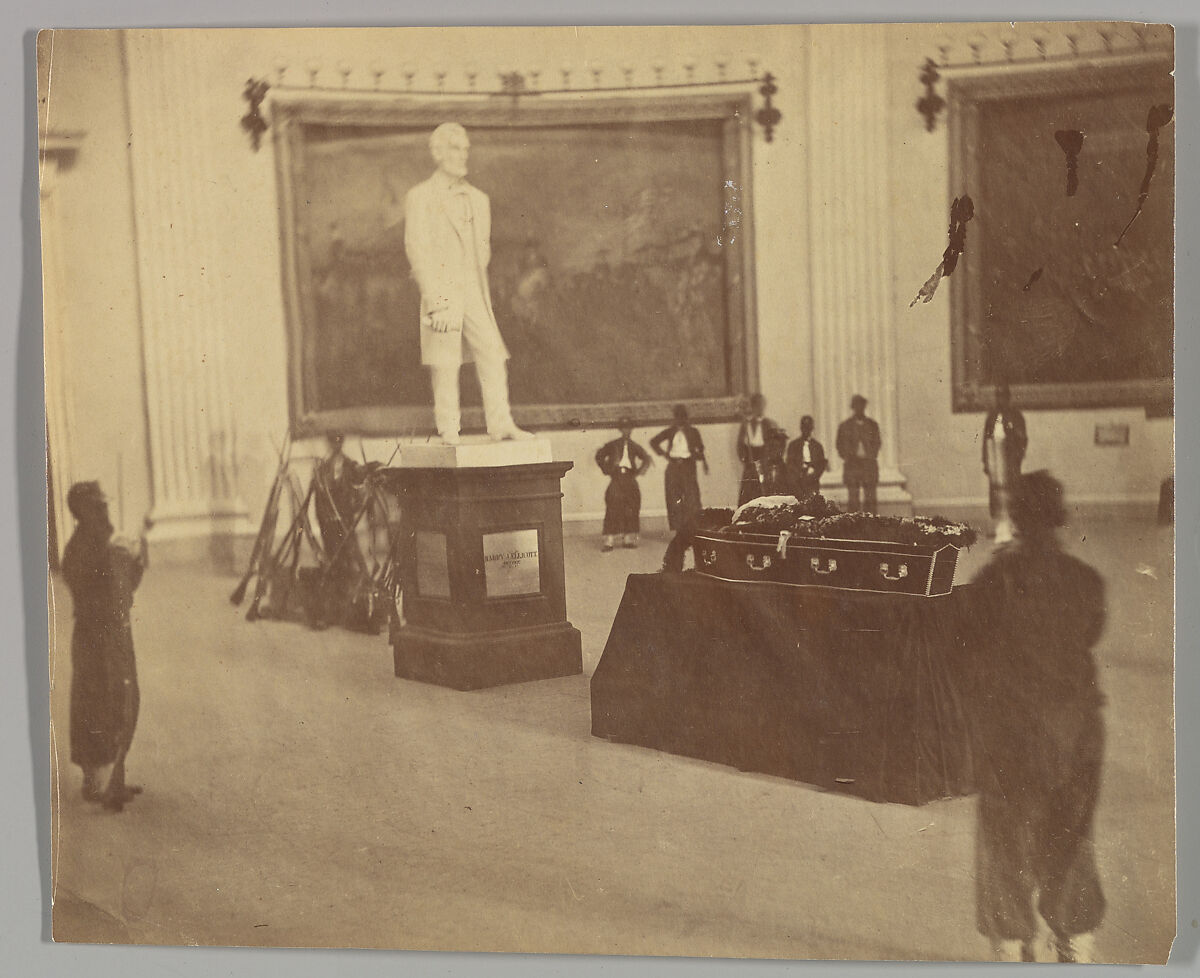 [Thaddeus Stevens Lying in State in the Rotunda of the Capitol at Washington], Alexander Gardner (American, Glasgow, Scotland 1821–1882 Washington, D.C.), Albumen silver print from glass negative 