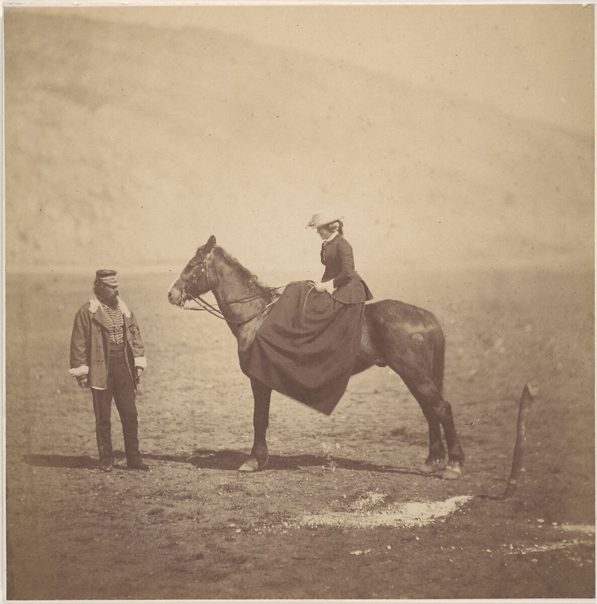 Henry Duberly and Mrs. Duberly, Roger Fenton (British, 1819–1869), Salted paper print from glass negative 