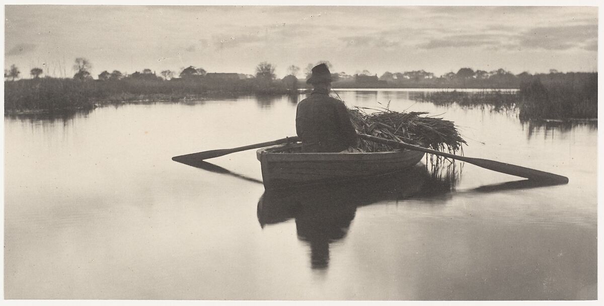 Rowing Home the Schoof-Stuff, Peter Henry Emerson (British (born Cuba), 1856–1936), Platinum print from glass negative 