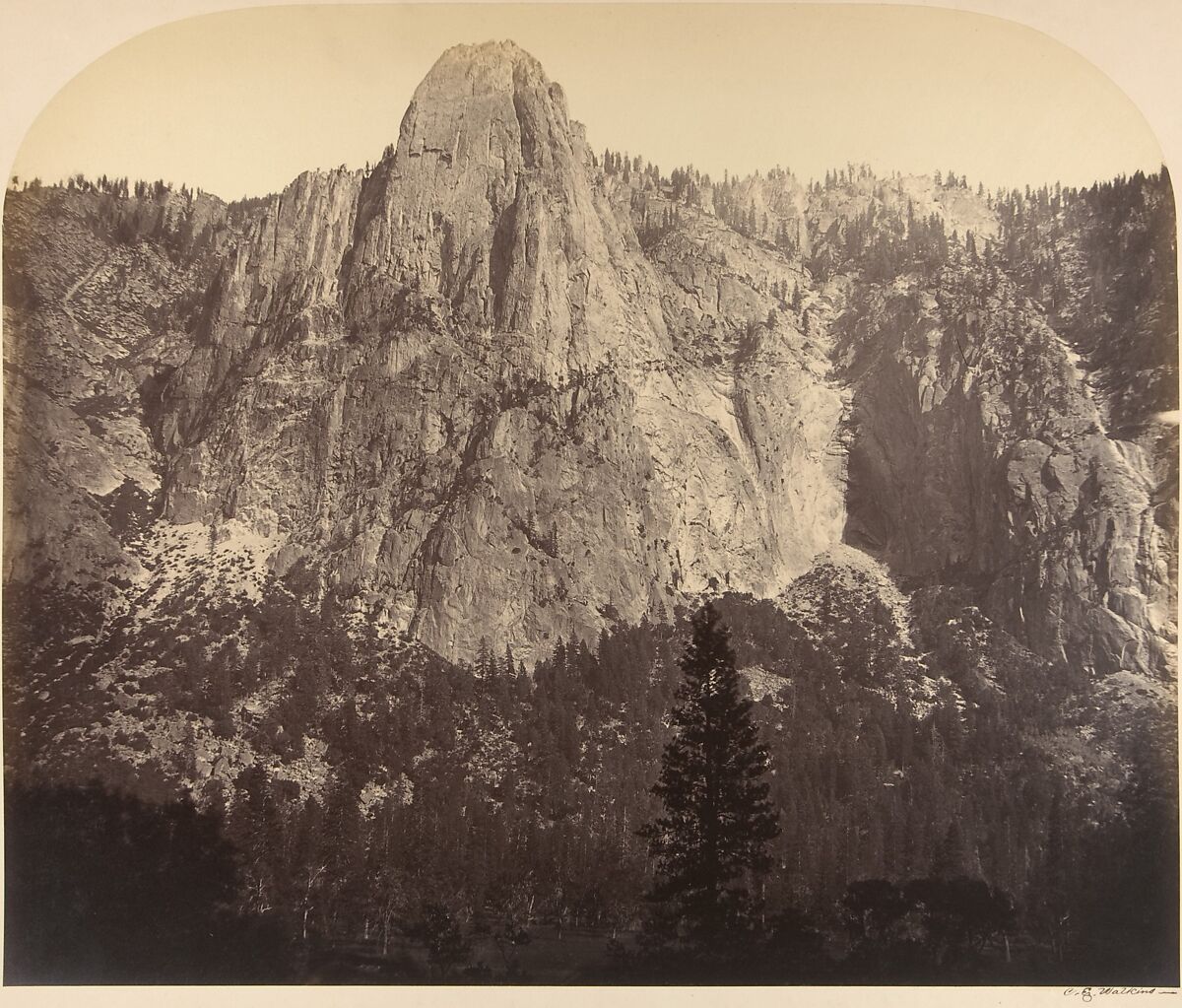 Sentinel. Front View: 3270 Feet., Carleton E. Watkins (American, 1829–1916), Albumen silver print from glass negative 