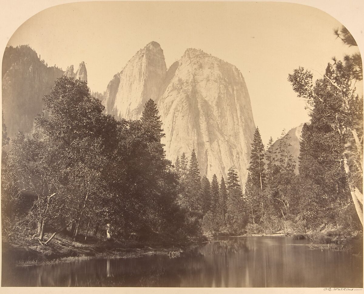 Cathedral Rock, River View, Carleton E. Watkins (American, 1829–1916), Albumen silver print from glass negative 