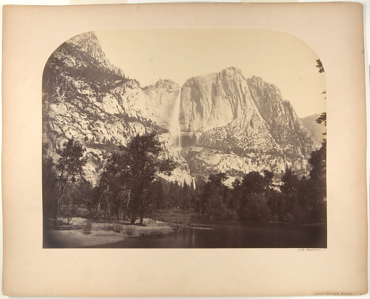 Yosemite Falls, River View, 2637 Feet, Carleton E. Watkins (American, 1829–1916), Albumen silver print from glass negative 