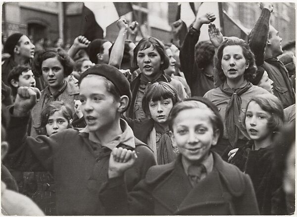 [Socialist Youth Demonstrating], Robert Capa (American (born Hungary), Budapest 1913–1954 Thai Binh), Gelatin silver print 