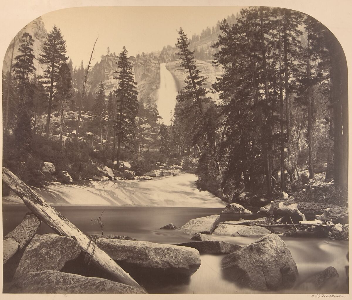 Nevada Fall, 700 Feet, Carleton E. Watkins (American, 1829–1916), Albumen silver print from glass negative 