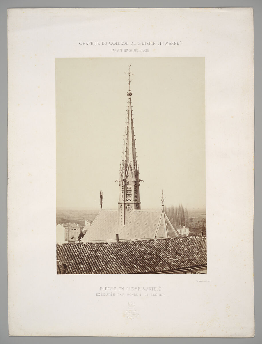 Spire of the Chapel of College St. Dizier (Haute Marne), Charles Marville (French, Paris 1813–1879 Paris), Albumen silver print from glass negative 